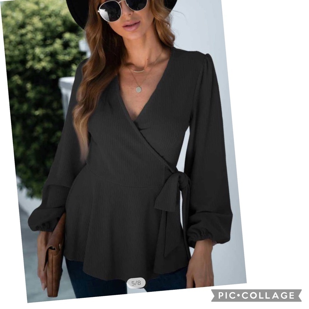 SALE!! Black Ribbed Top - Picture 2 of 5